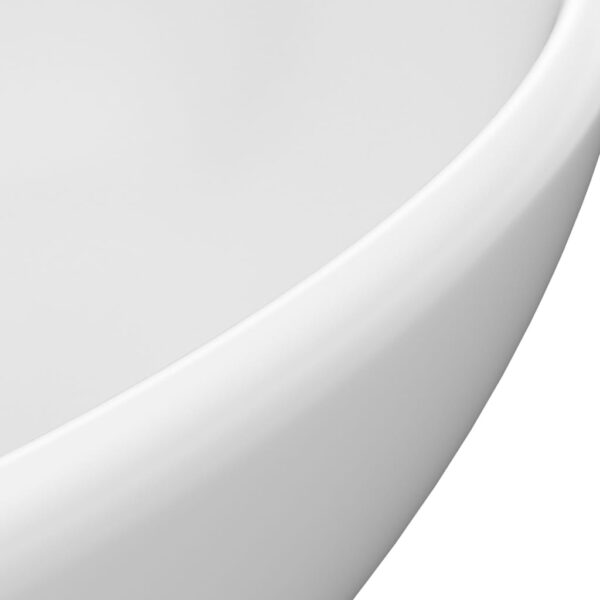 vidaXL Luxury Basin Oval-shaped Matt White 40x33 cm Ceramic - Image 5