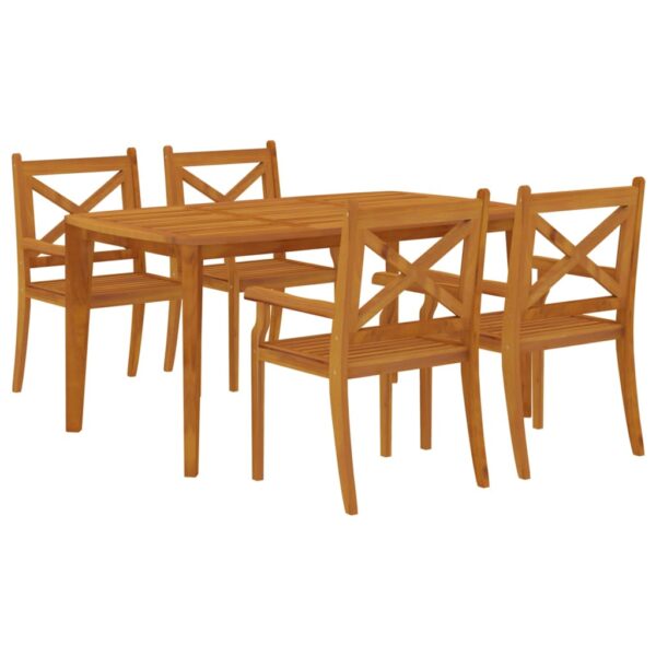 vidaXL 5 Piece Garden Dining Set Solid Wood Acacia - Image 3