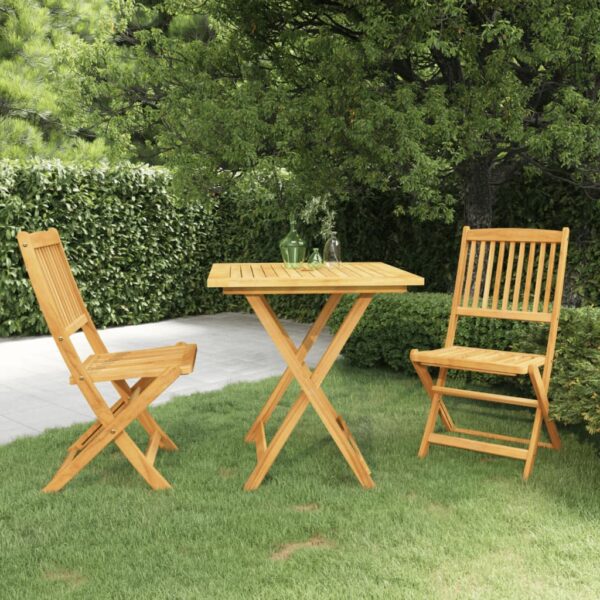 vidaXL 3 Piece Folding Garden Dining Set Solid Acacia Wood - Image 1
