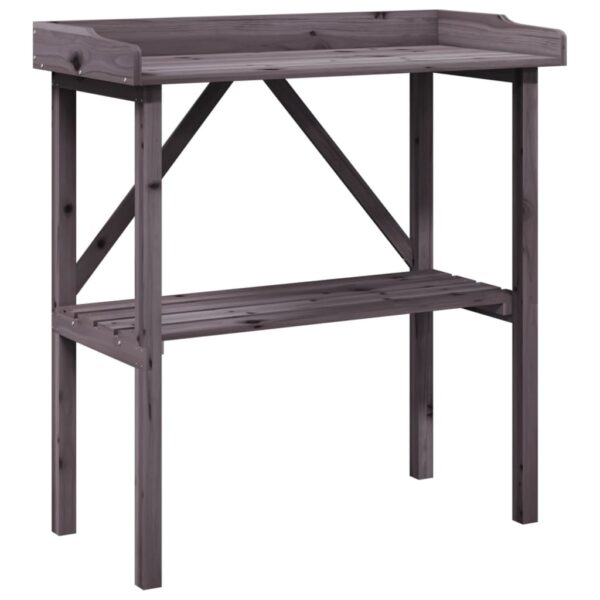 vidaXL Plant Table with Shelf Grey 78x38x82.5 cm Solid Wood Fir - Image 2