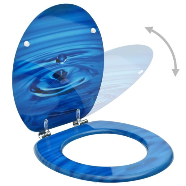 vidaXL WC Toilet Seat with Lid MDF Blue Water Drop Design - Image 2