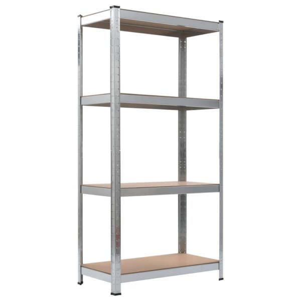 vidaXL 4-Layer Shelves 2 pcs Silver Steel&Engineered Wood - Image 4