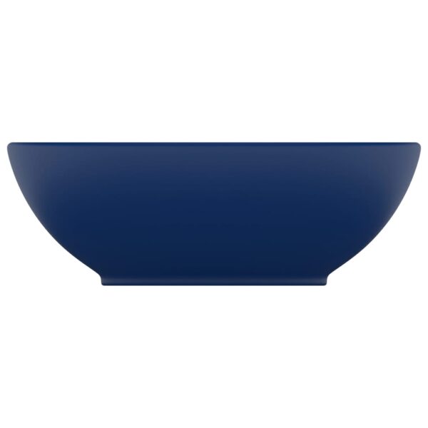 vidaXL Luxury Basin Oval-shaped Matt Dark Blue 40x33 cm Ceramic - Image 3