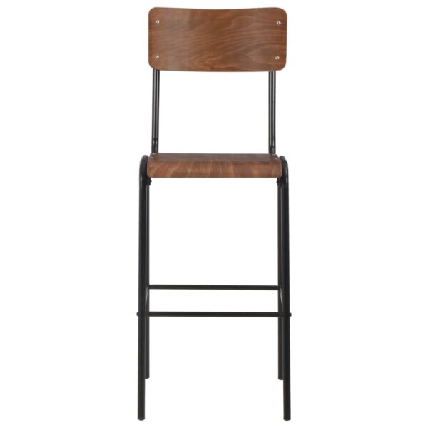 vidaXL Bar Chairs 2 pcs Brown Solid Plywood Steel - Image 2