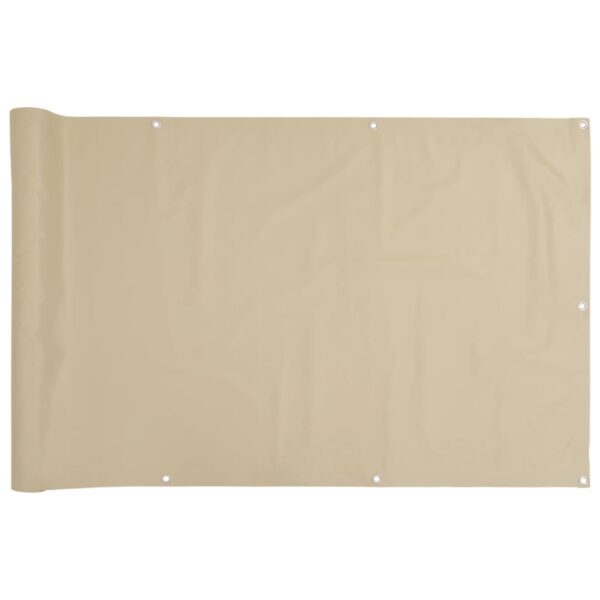 vidaXL Balcony Screen Beige 90x300 cm Oxford Fabric - Image 2