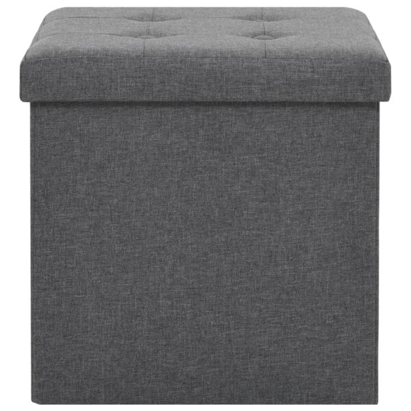 vidaXL Folding Storage Stools 2 pcs Dark Grey Faux Linen - Image 5