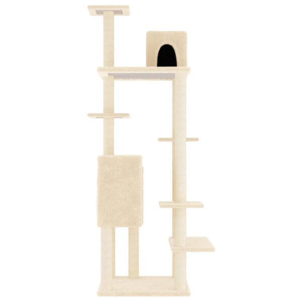 vidaXL Cat Tree with Sisal Scratching Posts Cream 154 cm - Image 4