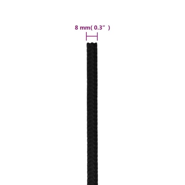 vidaXL Work Rope Black 8 mm 100 m Polyester - Image 6