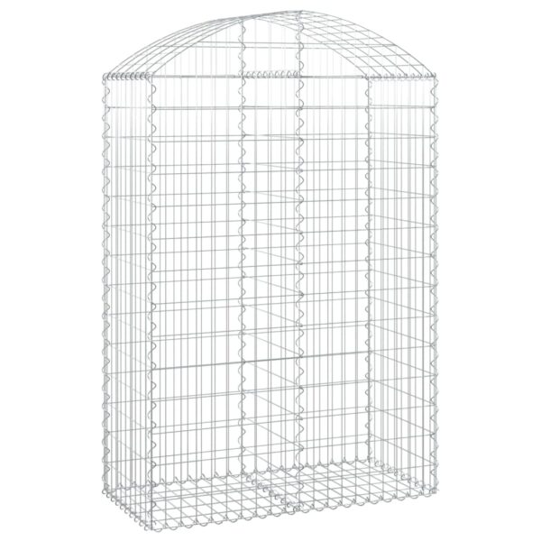 vidaXL Arched Gabion Basket 100x50x140/160 cm Galvanised Iron - Image 2