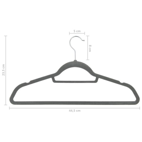vidaXL 100 pcs Clothes Hanger Set Anti-slip Grey Velvet - Image 7
