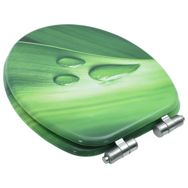 vidaXL WC Toilet Seat with Soft Close Lid MDF Green Water Drop Design - Image 4