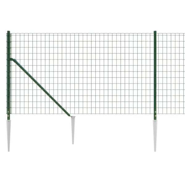 vidaXL Wire Mesh Fence with Spike Anchors Green 1x25 m - Image 4