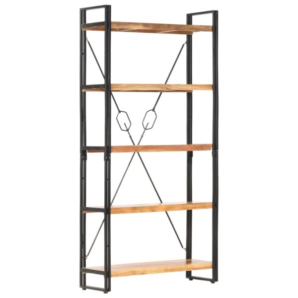 vidaXL 5-Tier Bookcase 90x30x180 cm Solid Acacia Wood - Image 10