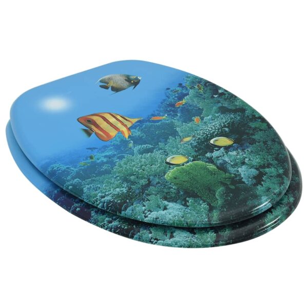 vidaXL WC Toilet Seat with Lid MDF Deep Sea Design - Image 3