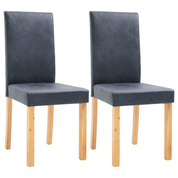 vidaXL Dining Chairs 2 pcs Grey Faux Suede Leather - Image 2