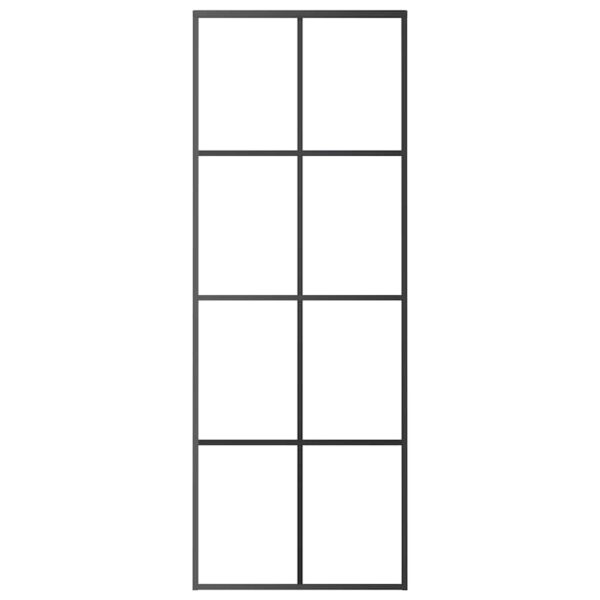 vidaXL Sliding Door Black 76x205 cm ESG Glass and Aluminium - Image 3