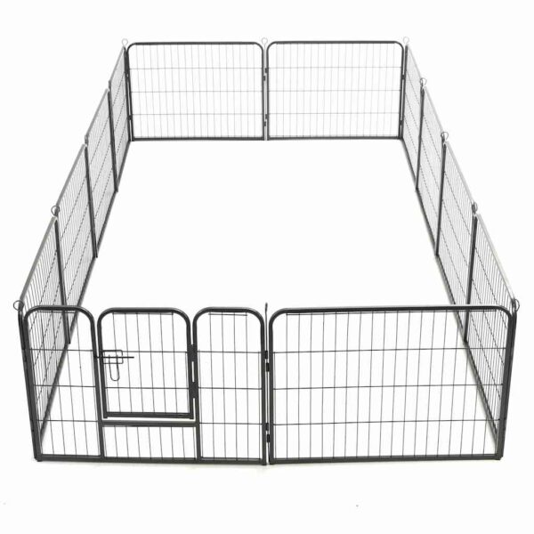 vidaXL Dog Playpen 12 Panels Steel 80x60 cm Black - Image 6
