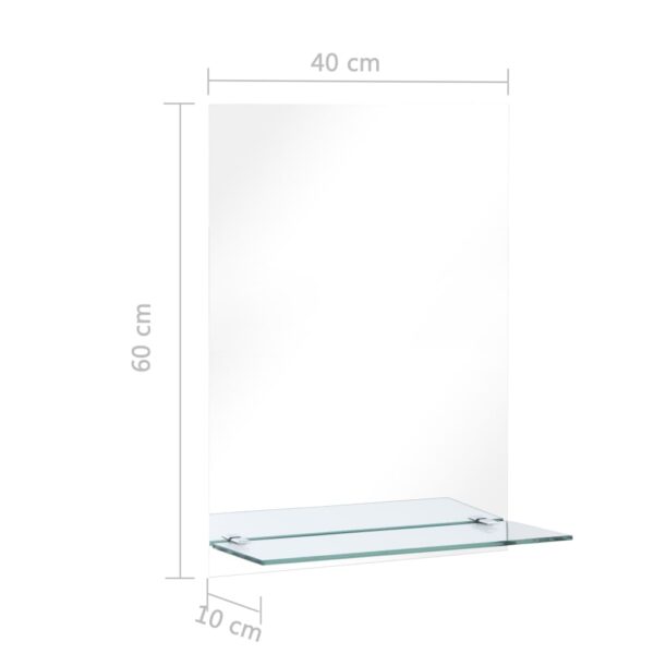 vidaXL Wall Mirror with Shelf 40x60 cm Tempered Glass - Image 6