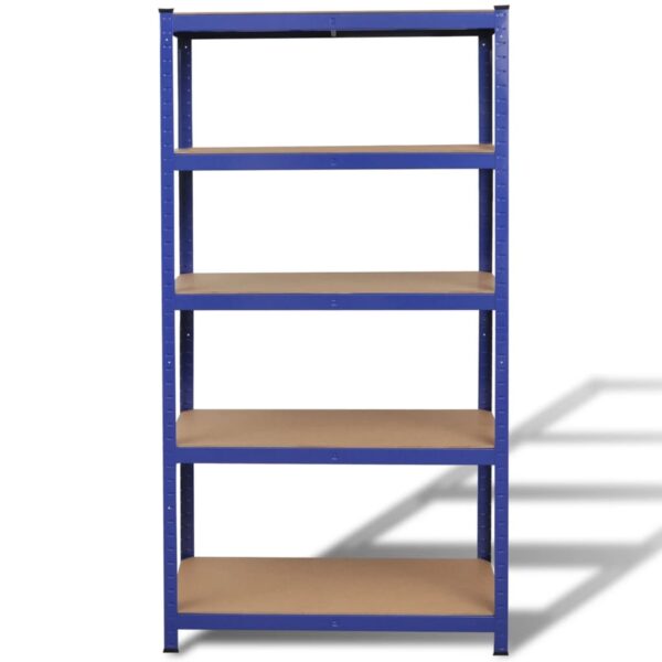vidaXL 5-Layer Storage Shelf Blue Steel&Engineered Wood - Image 2