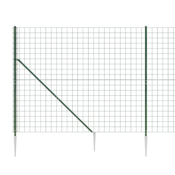vidaXL Wire Mesh Fence with Spike Anchors Green 1.8x25 m - Image 4