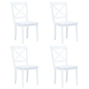 vidaXL Dining Chairs 4 pcs White Solid Rubber Wood