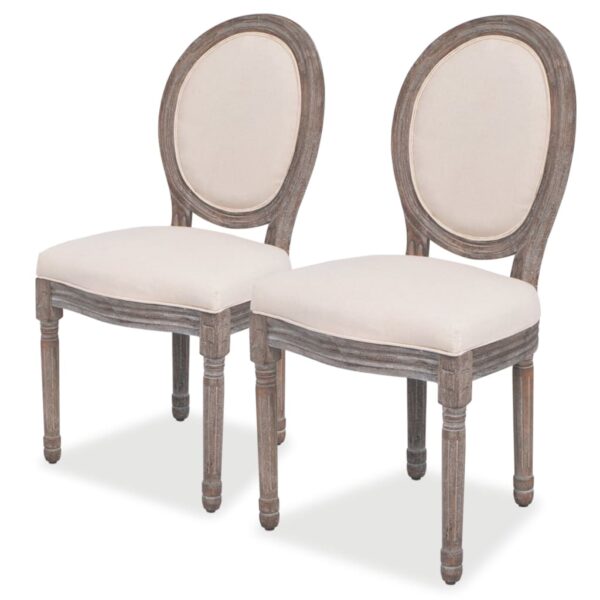 vidaXL Dining Chairs 2 pcs Cream Fabric - Image 1
