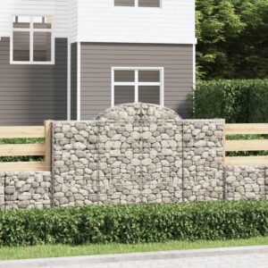 vidaXL Arched Gabion Basket 200x30x120/140 cm Galvanised Iron