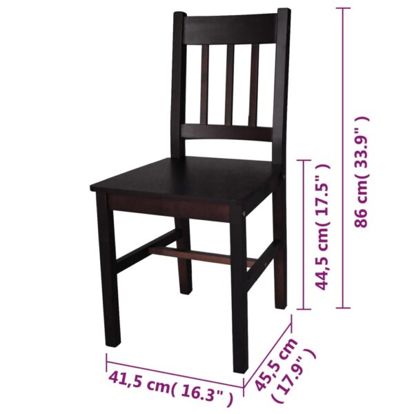 vidaXL Dining Chairs 2 pcs Dark Brown Pinewood - Image 5