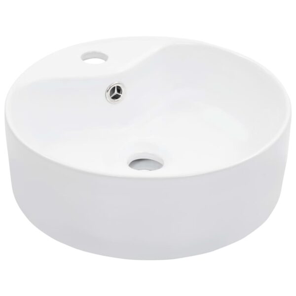 vidaXL Wash Basin with Overflow 36x13 cm Ceramic White - Image 1