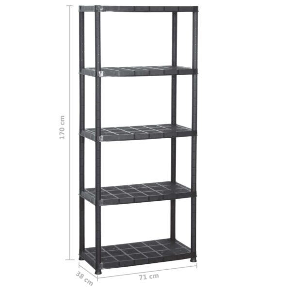vidaXL Storage Shelf 5-Tier Black 71x38x170 cm Plastic - Image 6