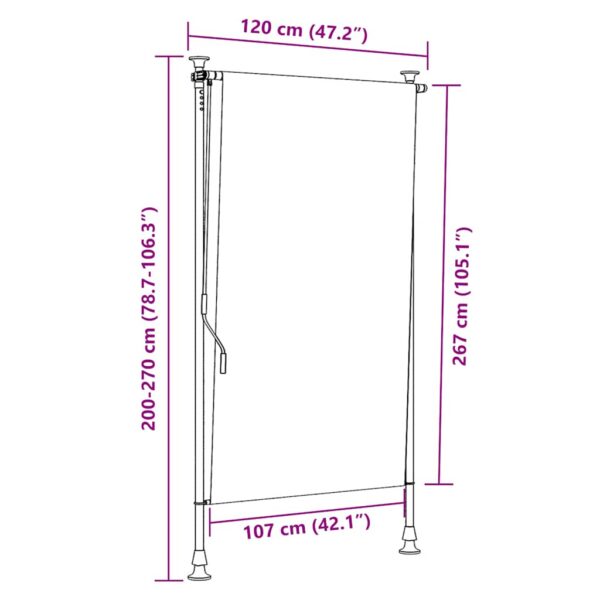 vidaXL Outdoor Roller Blind 120x270 cm Cream - Image 7