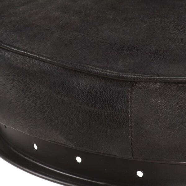 vidaXL Bar Stools 2 pcs Black Real Goat Leather - Image 7