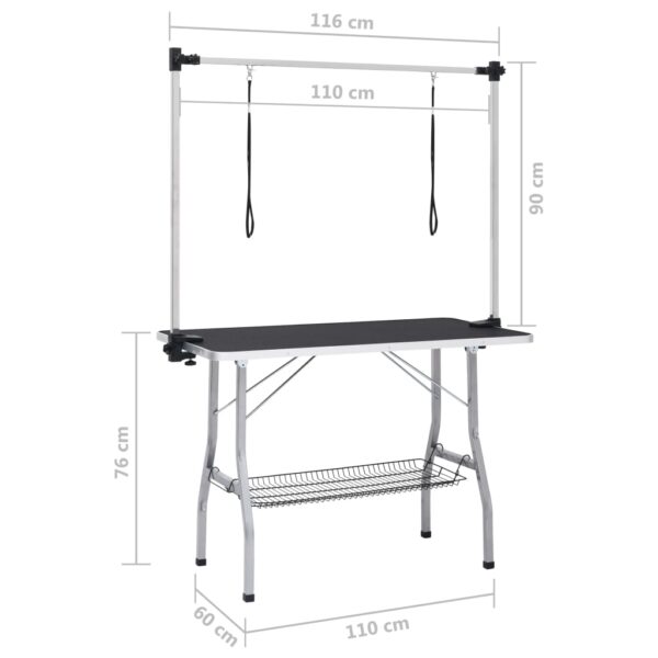 vidaXL Adjustable Dog Grooming Table with 2 Loops and Basket - Image 11