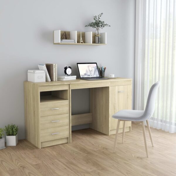 vidaXL Desk Sonoma Oak 140x50x76 cm Engineered Wood - Image 1