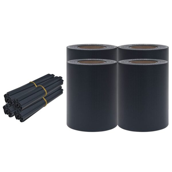 vidaXL Garden Privacy Screens 4 pcs PVC 35x0.19 m Matte Dark Grey - Image 2