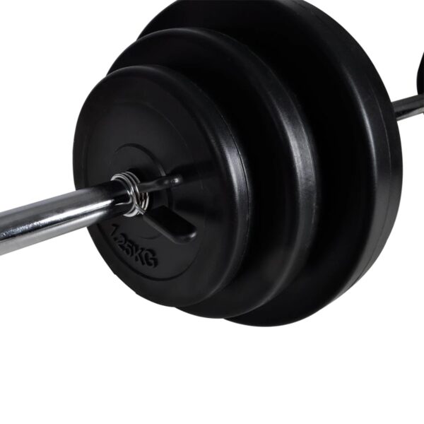 vidaXL Wall-mounted Power Tower with Barbell and Dumbbell Set 30.5 kg - Image 8