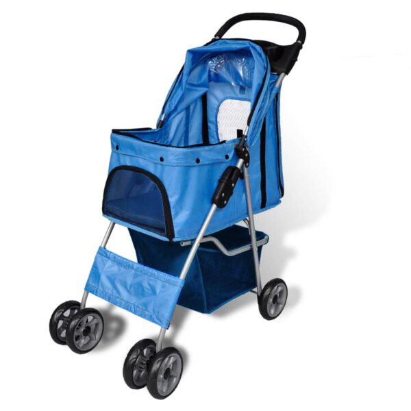vidaXL Pet Stroller Travel Carrier Blue Folding - Image 3