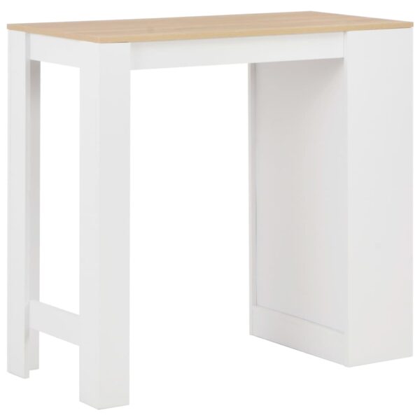 vidaXL Bar Table with Shelf White 110x50x103 cm - Image 3
