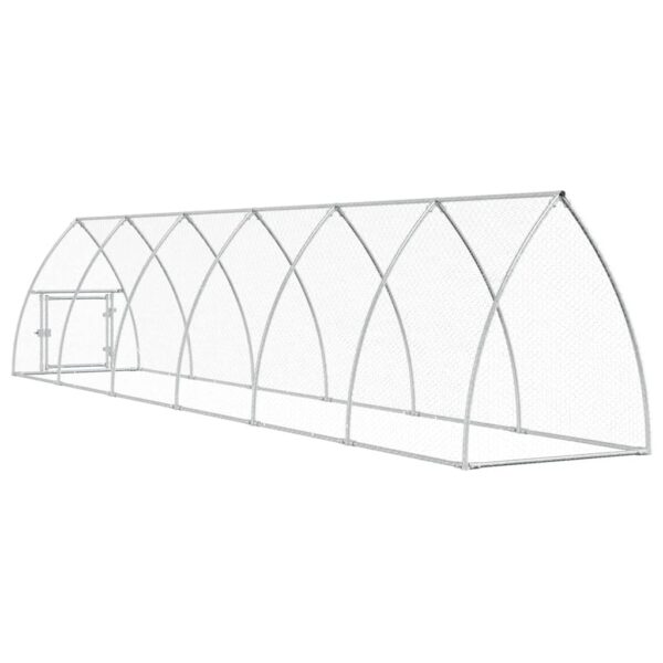 vidaXL Chicken Cage Silver 600x105x120 cm Galvanised Steel - Image 6