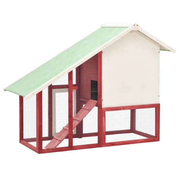 vidaXL Rabbit Hutch Red and White 140x63x120 cm Solid Firwood - Image 4