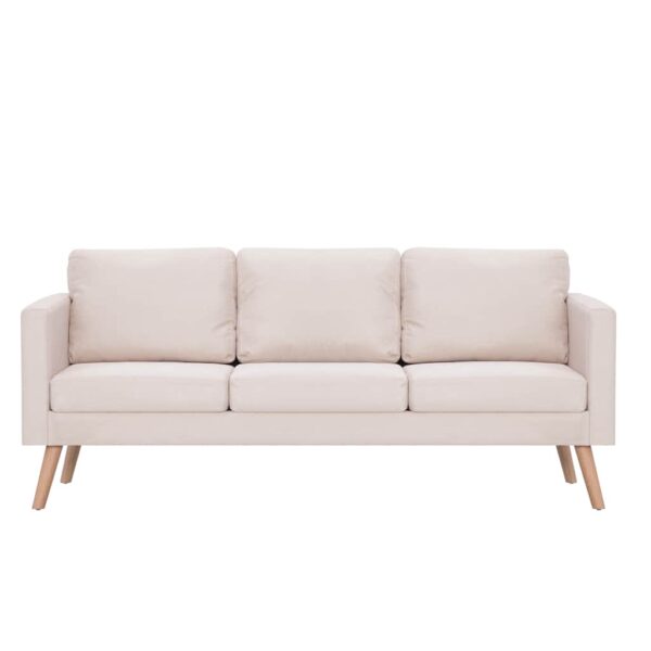 vidaXL 2 Piece Sofa Set Fabric Cream - Image 4