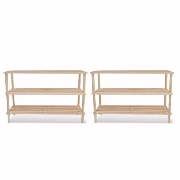 vidaXL 3-Tier Shoe Racks 2 pcs Solid Fir Wood - Image 1