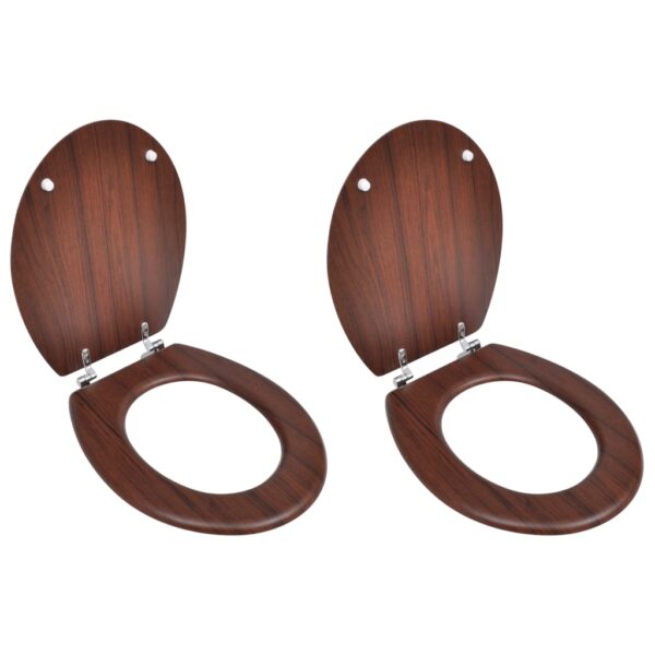 vidaXL Toilet Seats with Lids 2 pcs MDF Brown - Image 1