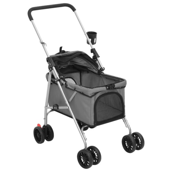 vidaXL Folding Dog Stroller Grey 76x50x100 cm Oxford Fabric - Image 5