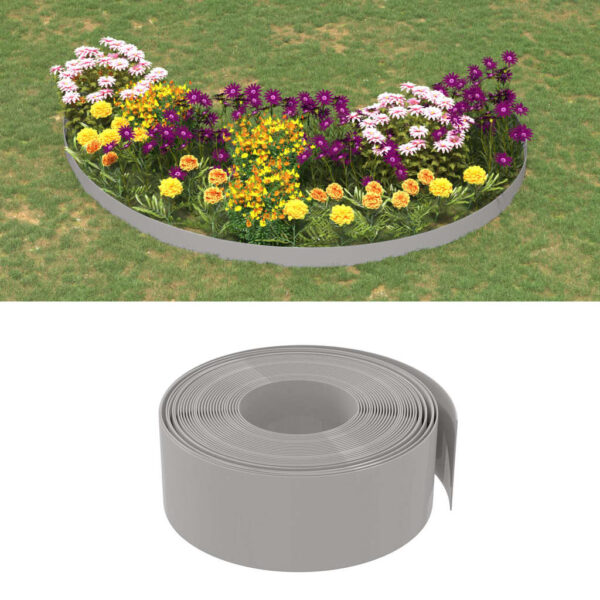 vidaXL Garden Edging Grey 10 m 20 cm Polyethylene - Image 1