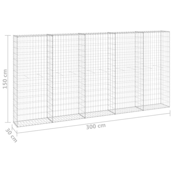 vidaXL Gabion Wall with Covers Galvanised Steel 300x30x150 cm - Image 6