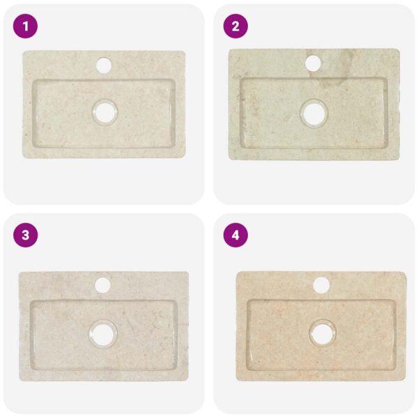 vidaXL Wall-mounted Sink Cream 38x24x6.5 cm Marble - Image 10