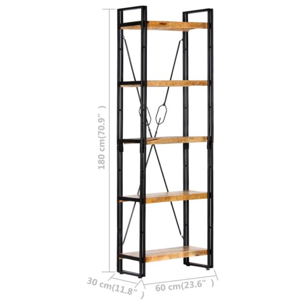 vidaXL 5-Tier Bookcase 60x30x180 cm Solid Mango Wood - Image 7