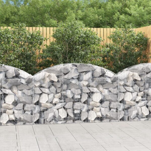 vidaXL Arched Gabion Basket 150x30x80/100 cm Galvanised Iron - Image 1