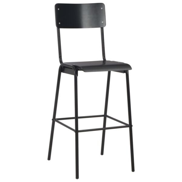 vidaXL Bar Chairs 2 pcs Black Solid Plywood Steel - Image 3